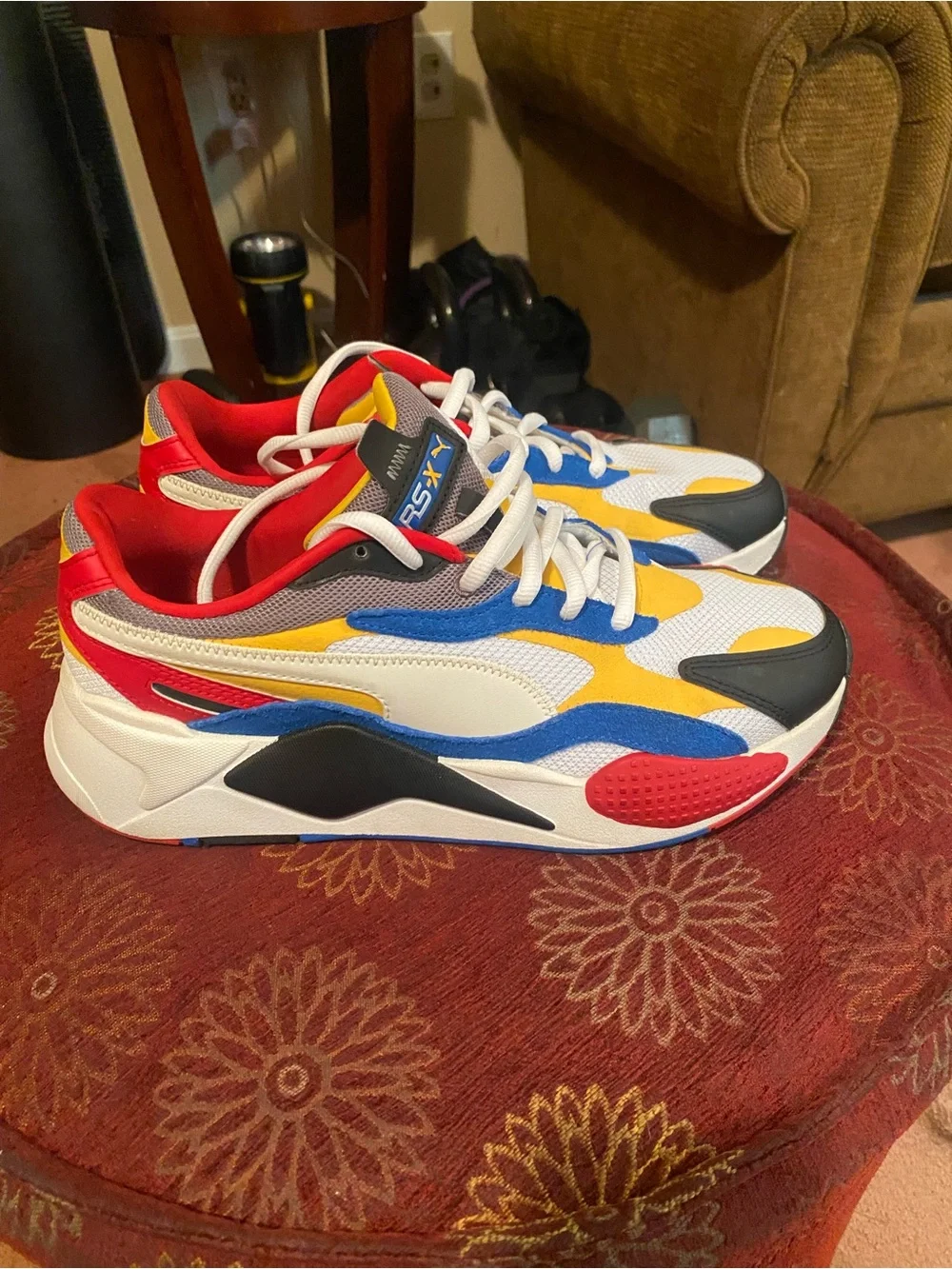 RS-X Men's Multicolor Athletic Sneakers - White/Yellow/Blue/Red/Black